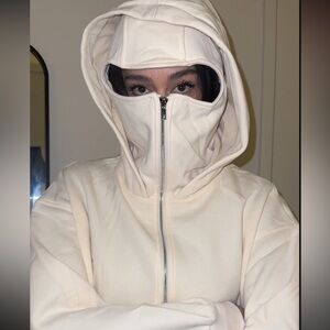 Balaclava Cream Hooded Zip-Up Jacket Size S